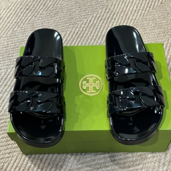 Tory Burch Women Adrien Jelly Lightweight Flat Slide Sandals - Picture 13 of 14